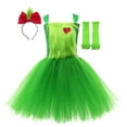 thumbnail image 1 of MIASHUI Ensemble de Robe de Performance de Noël pour Tout-Petites Filles, Tutu Festif en Maille pour Fête avec Couvre-Chef et Jambières Vert, 10-12 Ans, 1 of 6