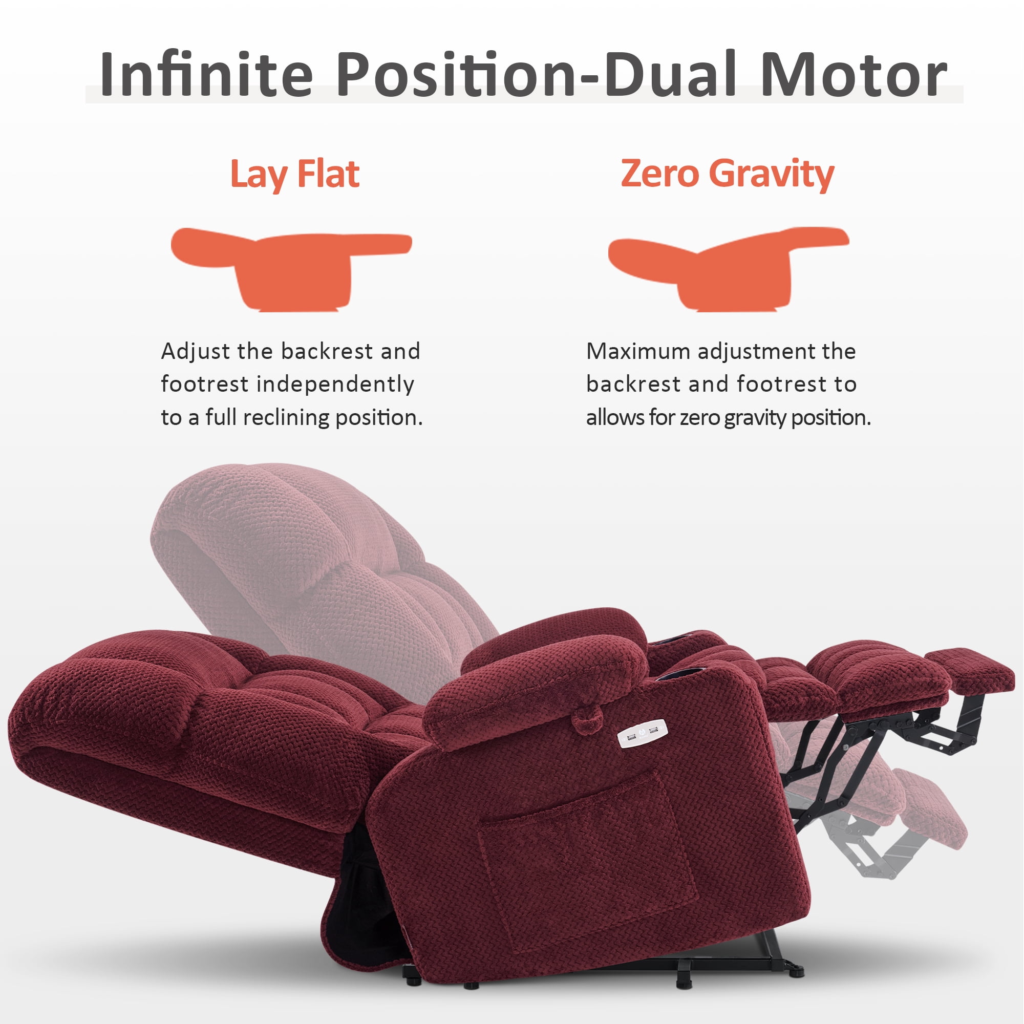 MCombo Extra Wide Dual Motor Power Recliner Lift Chair Infinite Position with Vibration and Heat for Elderly