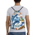 thumbnail image 2 of Kdxio Marine Animals Print Drawstring Backpack Bag,Waterproof Draw String Back Sack, Gym Drawstring Bags Swim Bag For Unisex, 2 of 9