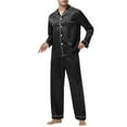 thumbnail image 3 of Mens Satin Silky Pajama Set Long Sleeve Classic Sleepwear Button Down Shirt Loungewear with Long Pants, 3 of 6