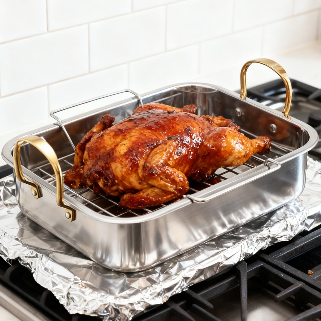 lanema Multipurpose Grill Pan Thicken For Safe Placement On Heat Sources Antirust Steel Promotes Cooking For Various Food