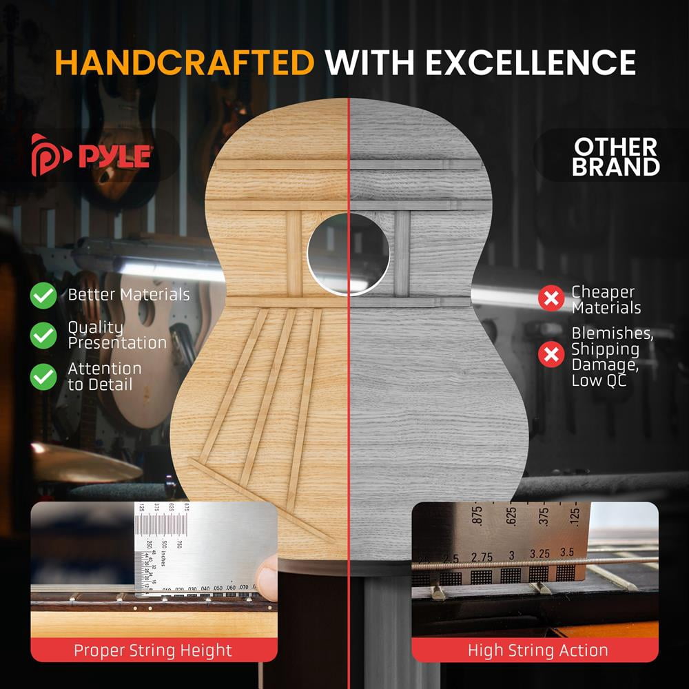 41" Full-Size Acoustic Guitar Kit, Cutaway Body with Digital Tuner, and Accessory Kit, (Sunburst Teardrop)