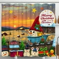 thumbnail image 1 of Festive Christmas Shower Curtain - Snowy Landscape with Snowmen & Trees, 1 of 5