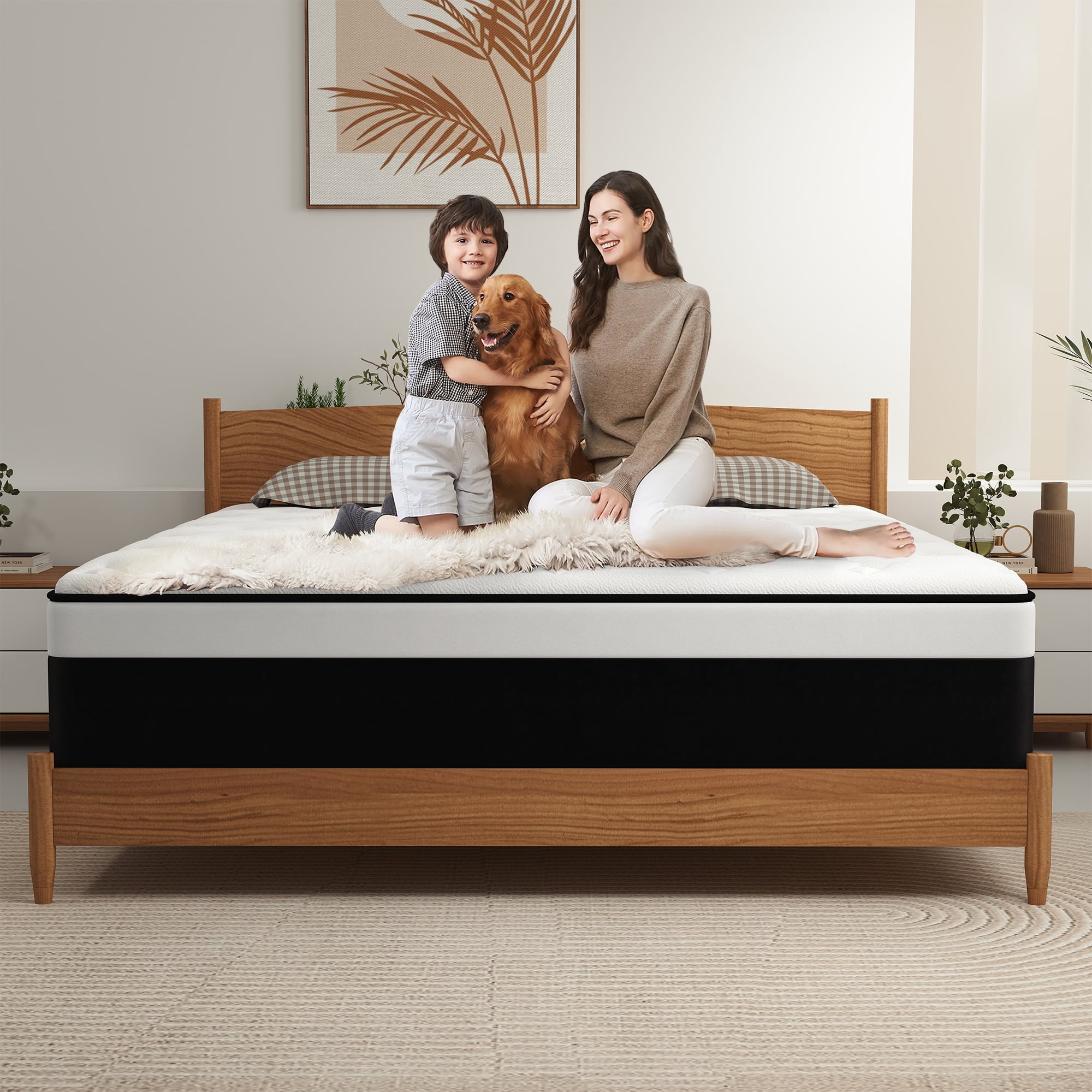 Kviwasha 14 inch King Mattress in a Box, Hybrid Gel Memory Foam with Individually Wrapped Pocket Coils, Medium Firm, Pressure Relief, Cooling Sleep Support for Adult