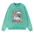 thumbnail image 4 of Sudadera con capucha de algodón para hombre, ropa de abrigo, sudadera holgada con capucha y lavado desgastado vintage que dice "Mantente positivo incluso si te comen los tiburones", 4 of 4