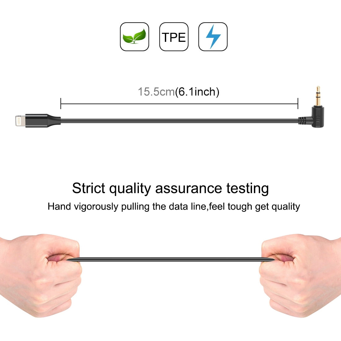 QKOO 3.5mm TRS Male to 8 Pin Male Live Microphone Audio Adapter Cable for PU3153 / PU3154 (Black)