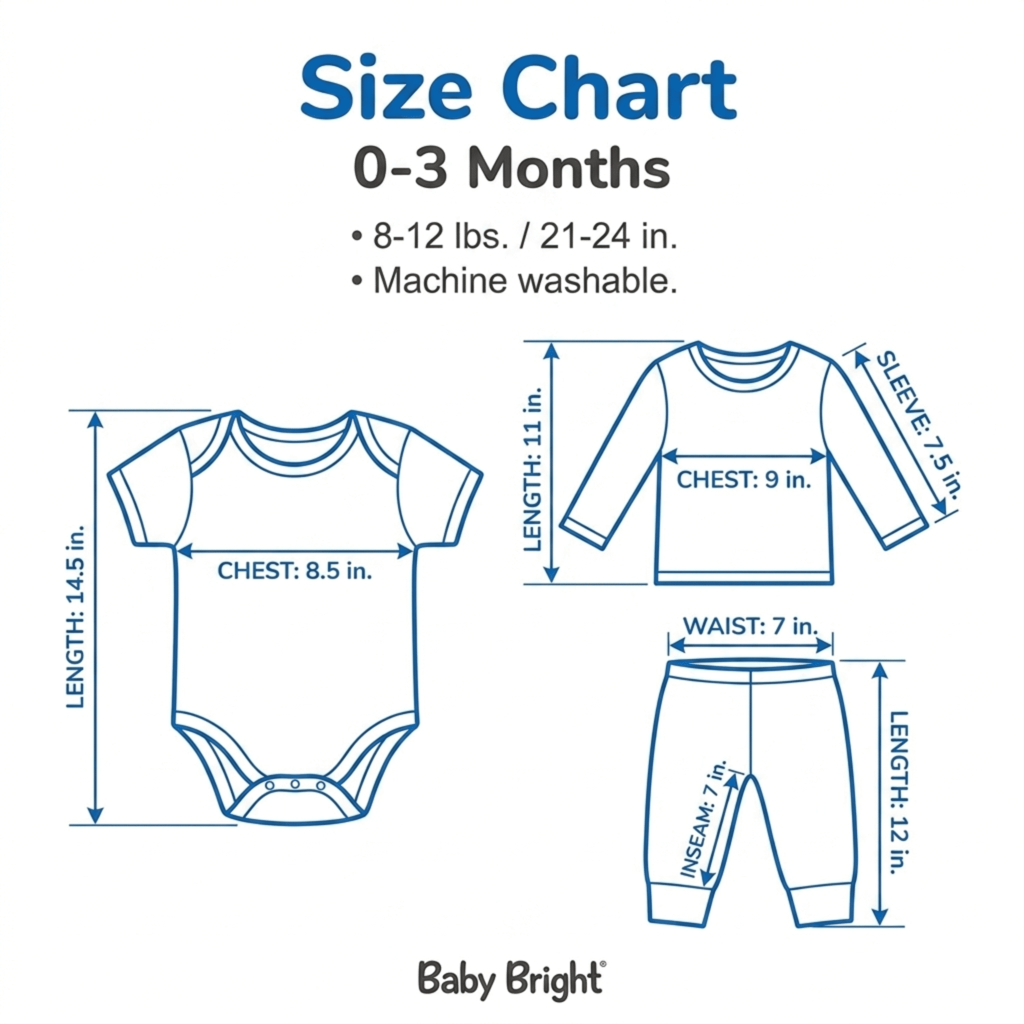 Baby Bright Newborn Essentials Must Have Clothes for Baby Girl, Outfit Gifts for Infant, Baby Shower Gift, 8-Pieces, Size 0-3 Months