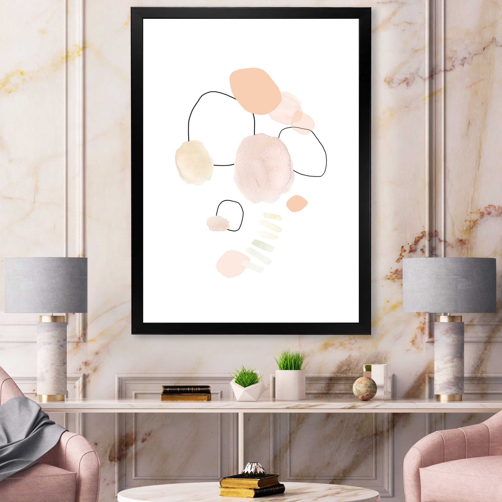 Designart 'Watercolour Stains On White' Shabby Chic Framed Art Print