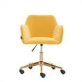 thumbnail image 3 of SYNGAR Accent Chair, Modern Velvet Fabric Vanity Chair, 360° Swivel Task Chair, Height Adjustable Office Chair, Comfy Upholstered Leisure Armchair with Soft Back, for Home Office, Yellow, D4416, 3 of 9