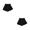 thumbnail image 2 of Qarigey Pantalones cortos casuales Ropa de mujer Pantalones sueltos Superficie lisa Estilo simple Diseño elegante Traje de verano Exquisito Negro METRO 2Conjunto, 2 of 6