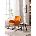 thumbnail image 1 of Rocking Chair, Modern Velvet Tufted Upholstered Rocking Chair with Metal Frame Nursery Glider Armchair with Solid Wood Legs Leisure Reading Rocker Chair Single Sofa for Living Room Bedroom, Orange, 1 of 7