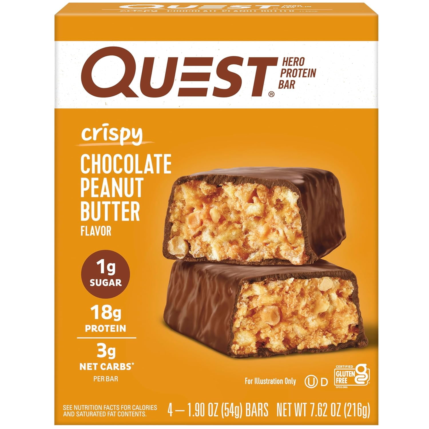 Crispy Cookies & Cream Hero Protein Bar, 18g Protein, 1g Sugar, 3g Net ...