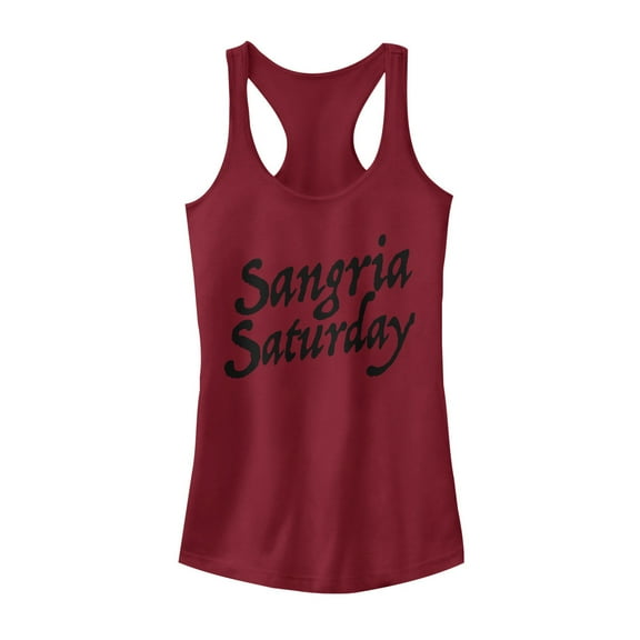 Junior's CHIN UP Sangria Saturday  Racerback Tank Top Scarlet X Large
