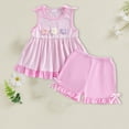 thumbnail image 2 of NIEWTR Toddler Girls Short Sets Kids Ruffle sleeveless Tops and Casual Shorts Girls Summer 2 Piece Outfits Clothes(Red,18-24 Months), 2 of 4