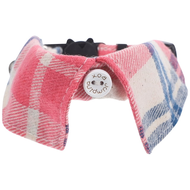 1Set Classic Plaid Design Cat Collar Cloth Photo Friendly for Kitten Pet Owners Small Cat Collar With Bell