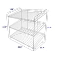 thumbnail image 4 of FixtureDisplays® 24" Wide X 14.9" Deep X 23.2" Tall 3-Open-Shelf Wire Rack for Countertop Chips Snack Book Display Organizer Concession Theatre Kitchen Pantry Stand WHITE 19396-WHITE, 4 of 4