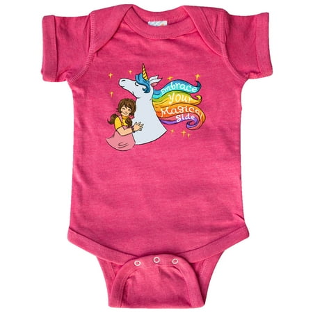 

Inktastic Embrace Your Magical Side Girl Hugging A Unicorn Gift Baby Boy or Baby Girl Bodysuit