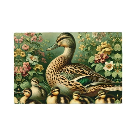 

Placemats Set of 6 Mallard Duck And Flowers Place mats for Dining Table Indoor/Outdoor Cute Heat Resistant Washable Table Mats(18 x 12 )