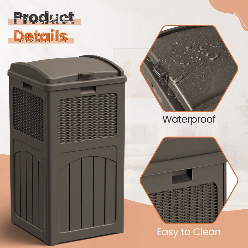 Homall Homes 36 Gallon Trash Can Plastic Kitchen Trash Can,Dark Brown