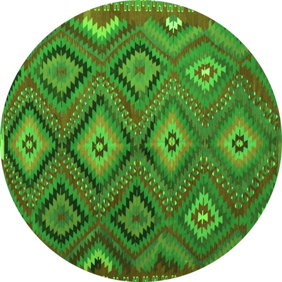 Ahgly Company Indoor Round Southwestern Green Country Area Rugs, 7' Round