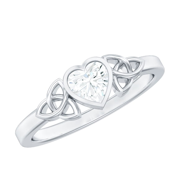 Rosec Jewels 5 MM Lab Grown Diamond Heart Promise Ring - EF-VS Grade - Ready to Gift, 925 Sterling Silver, US 4.00