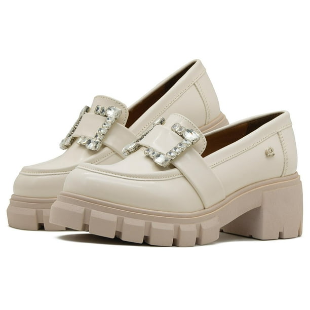 Zapato Mocasin Dama Salamandra Moda Formal Elegante 22-26 beige 22