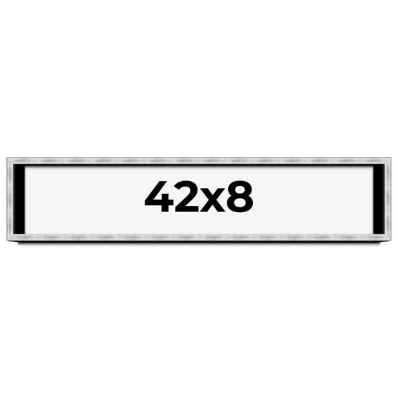 42x8 Frame Brushed Silver Solid Wood Picture Frame | 0.75 Inch Moulding Width | Rabbet Depth 0.75