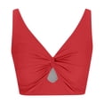 thumbnail image 4 of Bikini Tops for Women Cropped StrapCore Tankini Tops Beach Padded Knot Twist Cut Out Adjustable Swimwear Top Only, 4 of 5