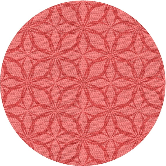 Ahgly Company Indoor Round Patterned Ferrari Red Area Rugs, 7' Round
