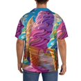 thumbnail image 3 of Fuzoiu Rainbow Melting Ice Cream Print Men's Casual Short,Men's Short Sleeve Shirt,Mens Casual Button Down Shirts,Cuban Collar Summer Shirt for Beach, Vacation, and Outdoor Activities-3X-Large, 3 of 5
