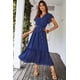 thumbnail image 2 of Vestido maxi cruzado azul PRETTYGARDEN para mujer Talla XXL, 2 of 7