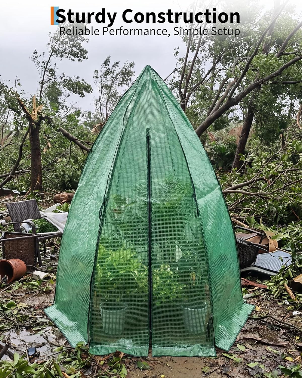 Garvee Mini Portable Greenhouse 54 x 54 x 71 inch, PE Cover with Roll-Up Zipper Door, Green