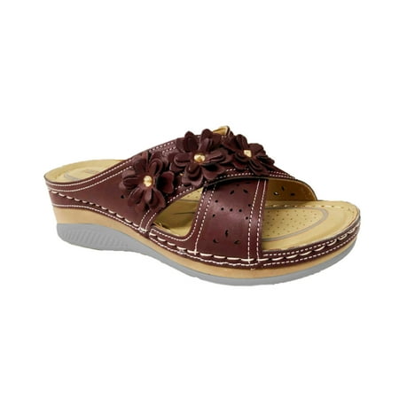 

Aueoeo Summer Women Wedge Heel Shoes Hollow Out Sandals Roman Casual Slippers Clearance