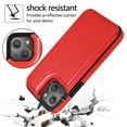thumbnail image 4 of Wallet Case for iPhone 13 with Card Holder, Back Folio Flip Premium PU Leather Kickstand Card Slots Case, Double Strong Magnetic Clasp Durable Shockproof Phone Case for iPhone 13,Red, 4 of 10