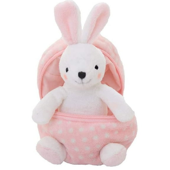 Made By Aliens Easter Stuffed Animal - 6 inch - Surprise Zip up Egg Hideaway Springtime Inspired Plush Toy Gift for Kids, Boys and Girls - Easter Mother's Day Birthday (Bunny-Egg)