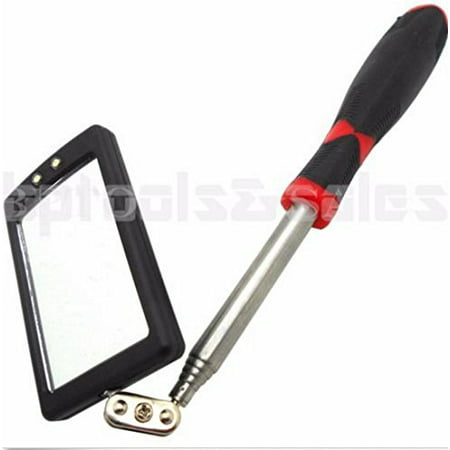 BEST PRICE LED Lighted Telescoping Inspection Mirror, Stainless steel tube extends from 11 to 34. By Hong