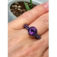thumbnail image 3 of Round Cut Amethyst 14K Black Gold Finish Silver Women's Wedding Engagement Anniversary Ring, 3 of 5