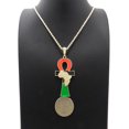 thumbnail image 4 of iJewelry2 Afro-American Colored Coptic ANKH Nugget Design Cross with Africa Motif Gold Tone Rope Chain Pendant Necklace 20'', 4 of 5