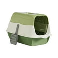 thumbnail image 1 of Inodoro cerrado con tapa y capucha para gatos, caja de arena desmontable, bandeja de arena reutilizable para mascotas con puerta delantera, suministro Verde, 1 of 8