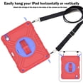thumbnail image 5 of 3-Layer Kids Case for iPad Air 11 Inch 2024, Durable Sturdy Protection Silicone PC Case with Swivel Stand, Hand Strap and Shoulder Strap + Pencil Holder with Charging Port Lid - Redblue, 5 of 13