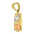 thumbnail image 4 of 14k Tricolor Gold, Mini Baptism Christening Medal Pendant Religious Charm 9mm with 16" Dainty Neck Chain, 4 of 5