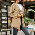 thumbnail image 2 of Lyinloo Womens Winter Loose Hooded Wild Elegant Windbreaker Comfortable Coat Outwear Khaki XXL, 2 of 6
