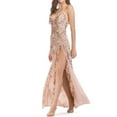 thumbnail image 3 of SWSMCLT Women's High Slit Maxi Dress Deep Homecoming Hoco Long Evening Gown Floral Slit Wedding Sexy V Neck Backless Sequin Cocktail Bridesmaid Party Full-Length Apricot 6, 3 of 5