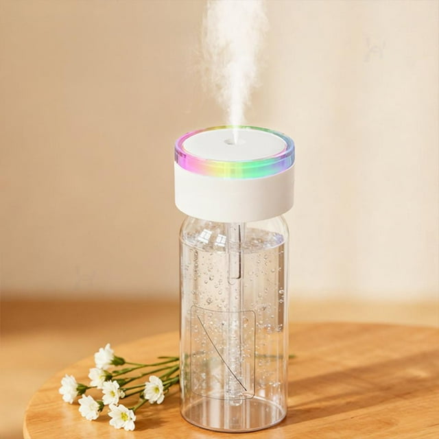 Outoloxit Portable Mini Humidifier for Bedroom Desk, Quiet Ultrasonic Cool Mist Humidifier with Color Changing Night Light & Auto Shut-Off