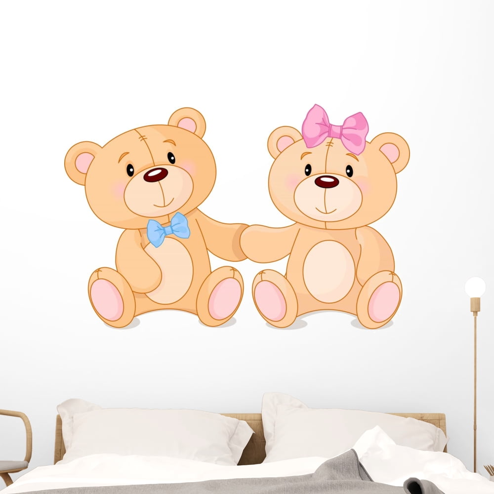 Teddy Bears Love Wall Decal Wallmonkeys Peel and Stick Graphic (48 in W x 43 in H) WM497362