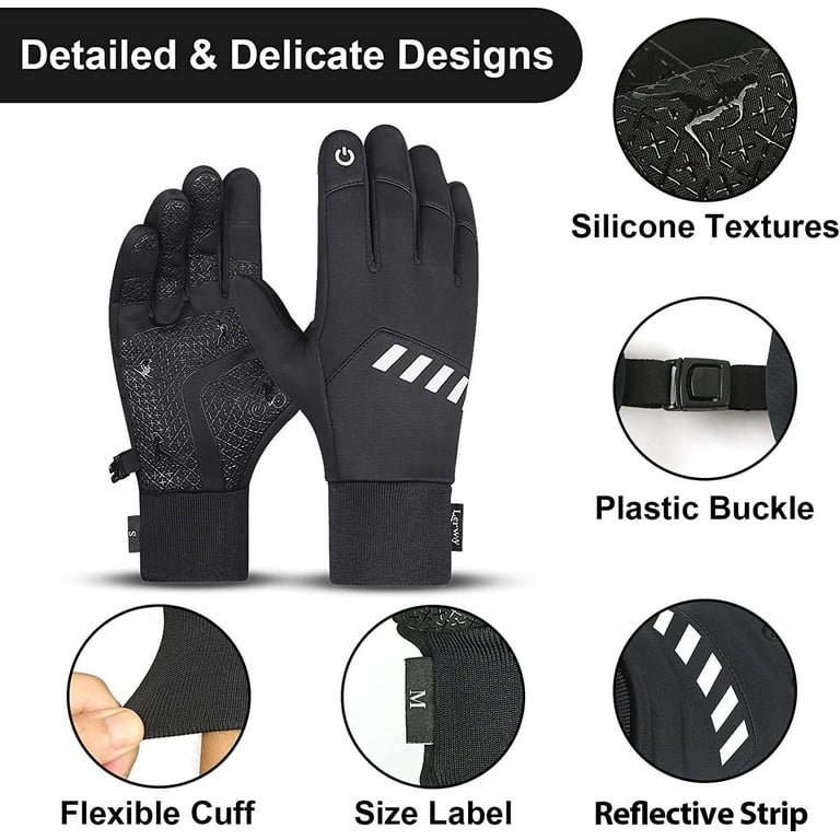 WMOSS Work Gloves Touch Screen Flex Grip Winter Gloves Warm Fleece Driving  Gloves Windproof Outdoor For Men Women,Black (Medium)