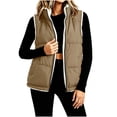 thumbnail image 4 of DISKEBUISS Women's Sherpa Lined Puffer Vest Stand Collar Full Zip Quilted Gilet with Pockets for Fall Winter, 4 of 8