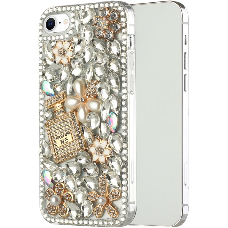 Fashion Girl Luxury Pearl Flower Transparent Phone Case For iPhone