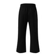 thumbnail image 5 of YUGYXL Women's Drawstring Cotton Linen Pants Dressy Capris Pants with Pockets Hiking Straight Capris Black XXXL, 5 of 6
