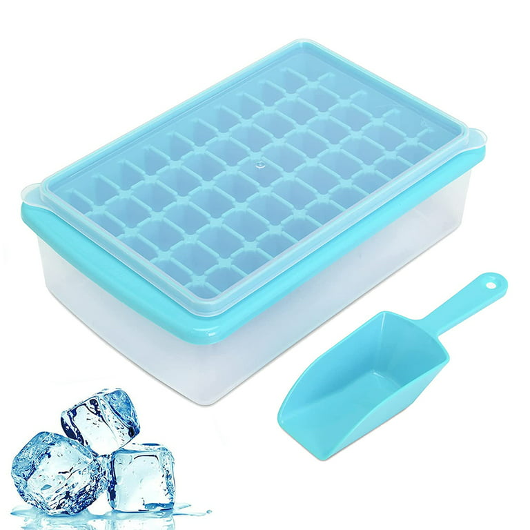 Food-grade Silicone Ice Cube Tray with Lid and Storage Bin for Freezer,  Easy-Release 55 Small Nugget Ice Tray with Spill-Resistant Cover&Bucket